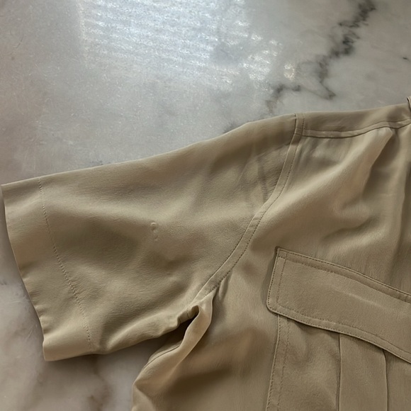 Equipment Remy Silk Button-Front Utility Shirt Dress Khaki Beige M - Picture 11 of 14